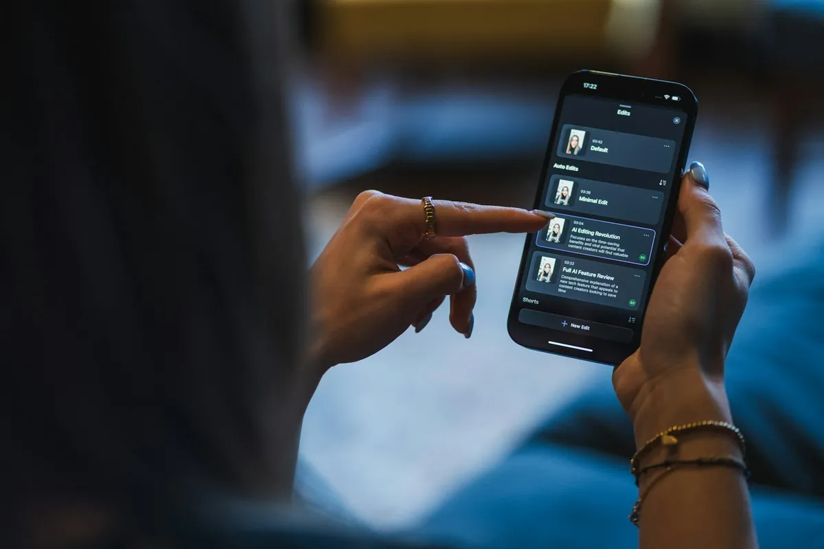 Hands scrolling a list on a phone